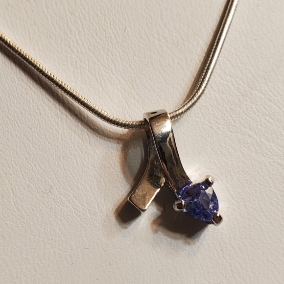 Sale AZURITE SLIDE CHARM with snake chain STERLING SILVER VINTAGE EXCELLENT - Picture 10 of 10